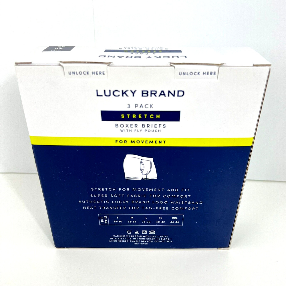 Lucky Brand 3 Pack Men Knit Boxer Briefs with Fly Pouch Cotton Underwear Size XL - Picture 5 of 16